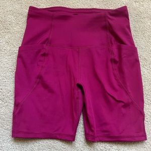 Pink biker shorts with pockets